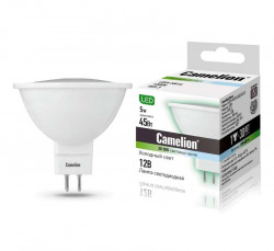 Лампа светодиодная LED5-MR16/845/GU5.3 5Вт 4500К бел. GU5.3 385лм 12В Camelion 12026