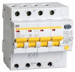 Выключатель автоматический дифференциального тока 4п C 40А 100мА тип AC 4.5кА АД-14 ИЭК MAD10-4-040-C-100