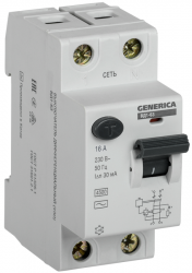 Выключатель дифференциального тока (УЗО) 2п 16А 30мА тип AC ВД1-63 GENERICA ИЭК MDV15-2-016-030