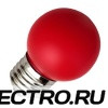 Лампа светодиодная шарик Feron 1W 230V E27 5LED красный