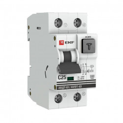 Выключатель автоматический дифференциального тока 1п+N 2мод. С 25А 30мА тип А 6кА АВДТ-63 (электромех.) PROxima EKF DA63-25-30